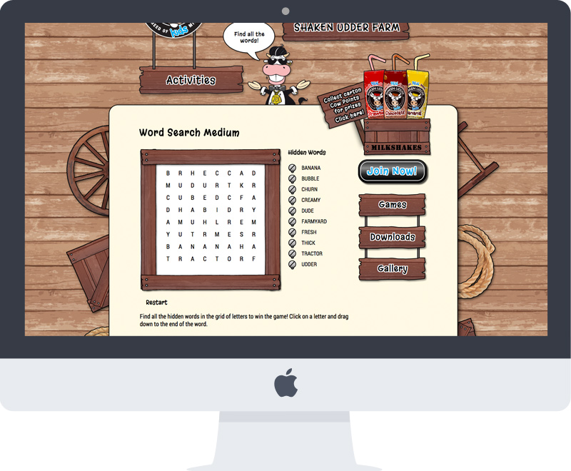 Kids drink website game