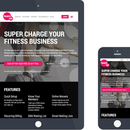 Gym management mobile website design