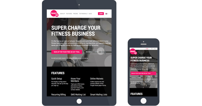 Gym management mobile website design