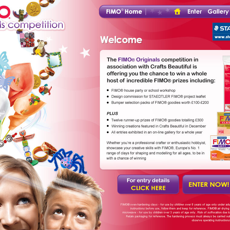 FIMO originals web page sign up design